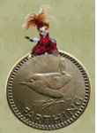 Molly ghost rocking on a farthing coin